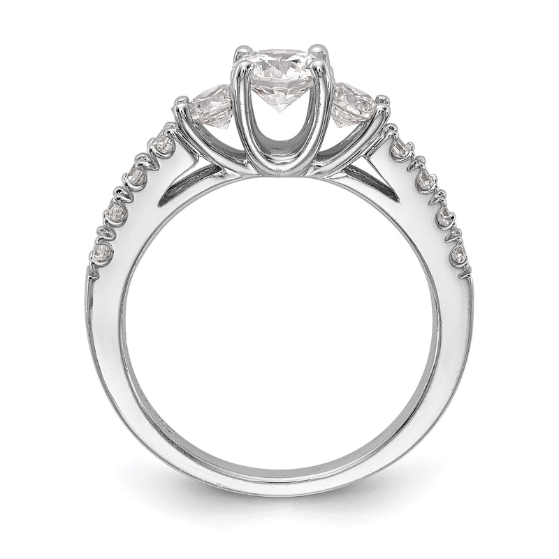 14K White Gold 3 Stone Simulated Diamond Engagement Ring