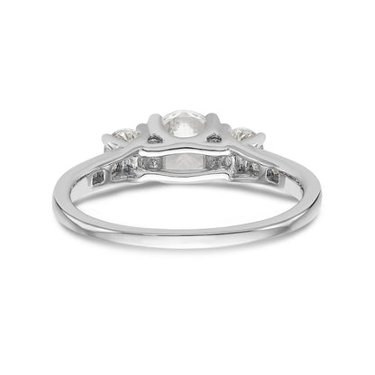 14K White Gold 3 Stone Simulated Diamond Engagement Ring