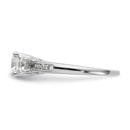 14K White Gold 3 Stone Simulated Diamond Engagement Ring