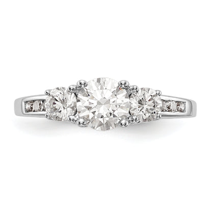 14K White Gold 3 Stone Simulated Diamond Engagement Ring