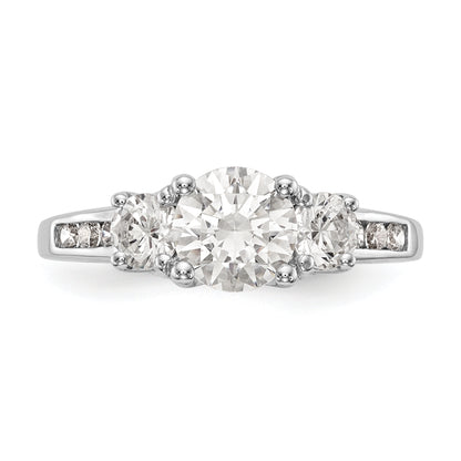 14K White Gold 3 Stone Simulated Diamond Engagement Ring