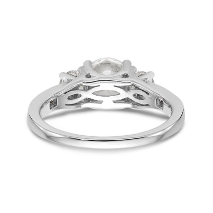 14K White Gold 3 Stone Simulated Diamond Engagement Ring