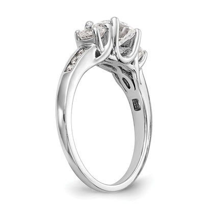 14K White Gold 3 Stone Simulated Diamond Engagement Ring