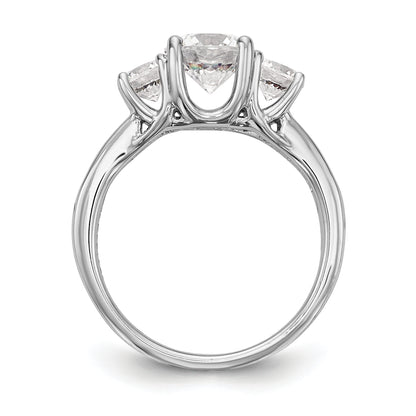 14K White Gold 3 Stone Simulated Diamond Engagement Ring