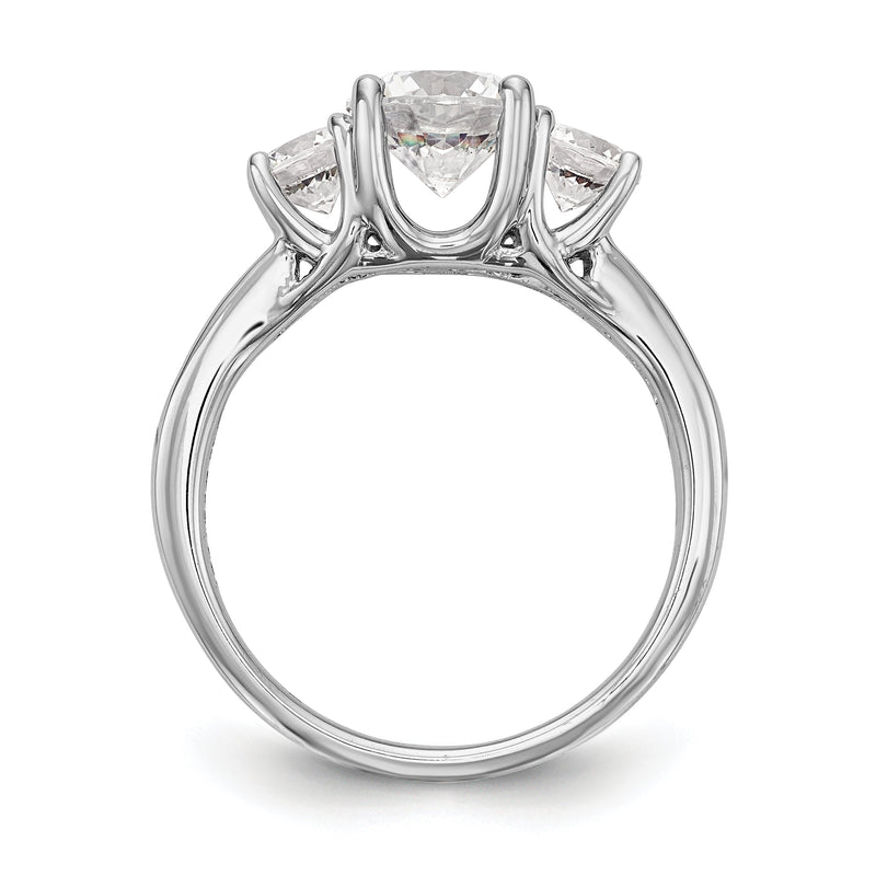 14K White Gold 3 Stone Simulated Diamond Engagement Ring