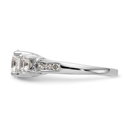 14K White Gold 3 Stone Simulated Diamond Engagement Ring