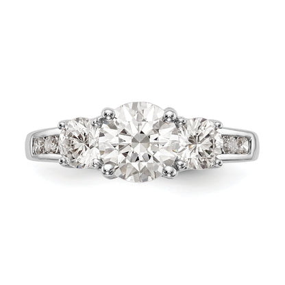 14K White Gold 3 Stone Simulated Diamond Engagement Ring