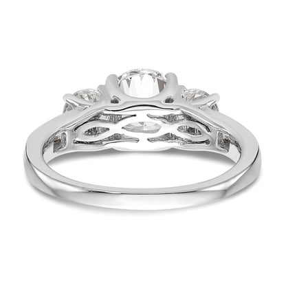14K White Gold 3 Stone Simulated Diamond Engagement Ring