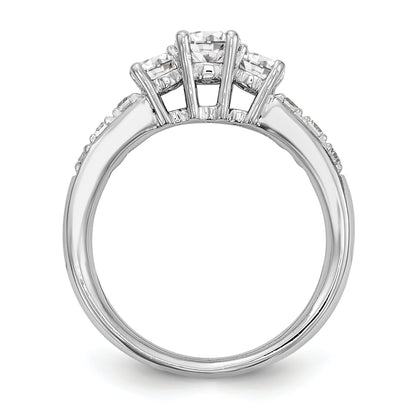 14K White Gold 3 Stone Simulated Diamond Engagement Ring