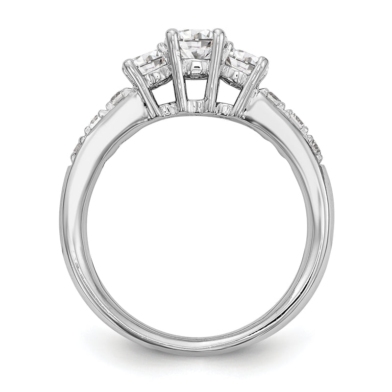 14K White Gold 3 Stone Simulated Diamond Engagement Ring