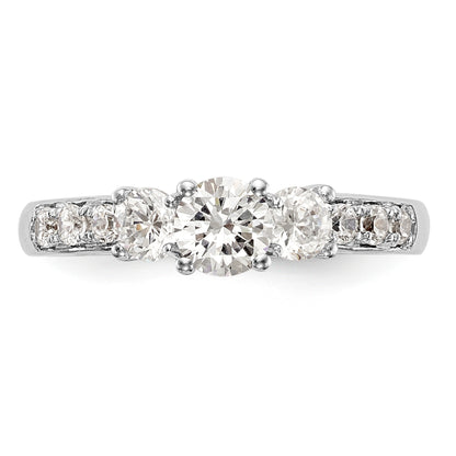14K White Gold 3 Stone Simulated Diamond Engagement Ring