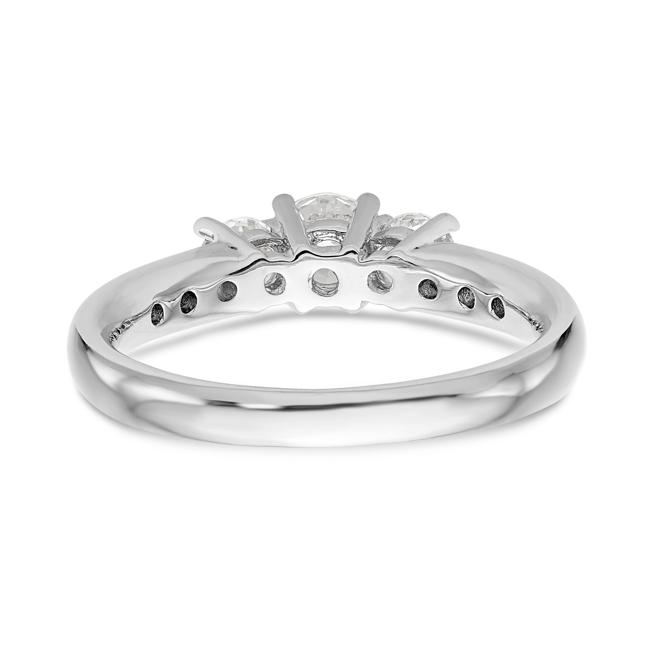 14K White Gold 3 Stone Simulated Diamond Engagement Ring