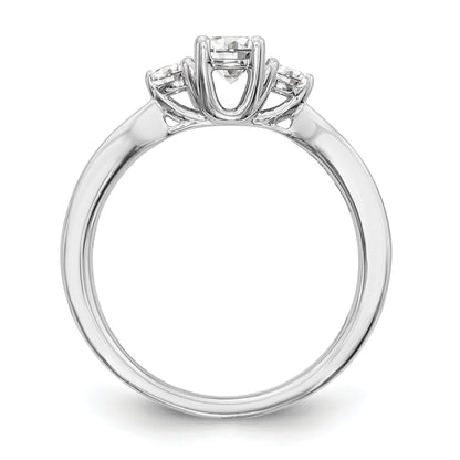 14K White Gold 3 Stone Simulated Diamond Engagement Ring