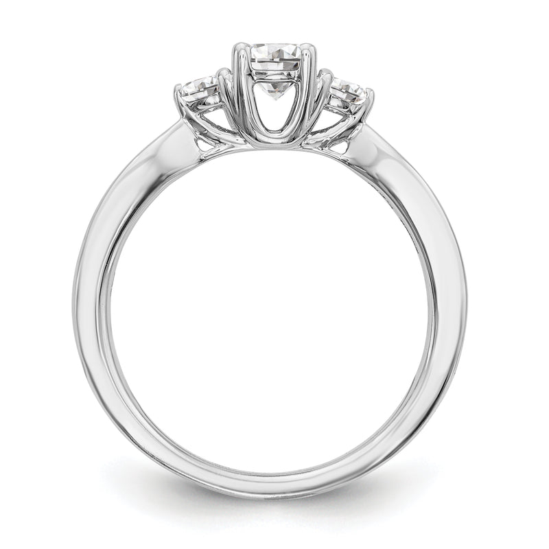 14K White Gold 3 Stone Simulated Diamond Engagement Ring