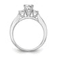 14K White Gold Peg Set 3 Stone Simulated Diamond Engagement Ring