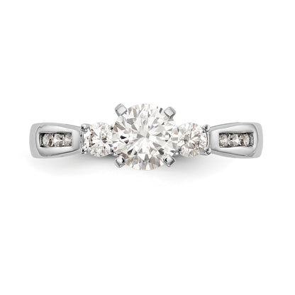 14K White Gold Peg Set 3 Stone Simulated Diamond Engagement Ring