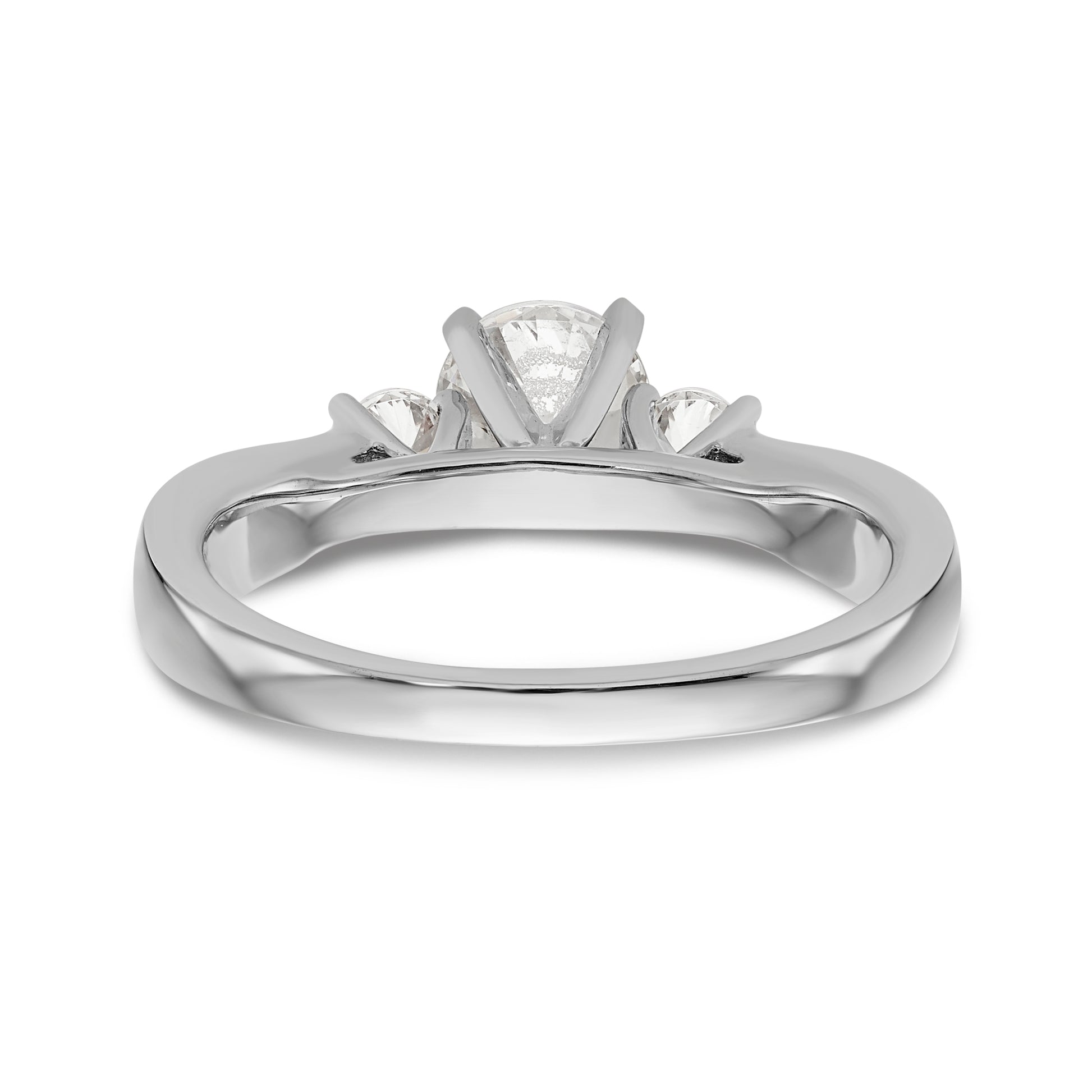 14K White Gold Peg Set 3 Stone Simulated Diamond Engagement Ring