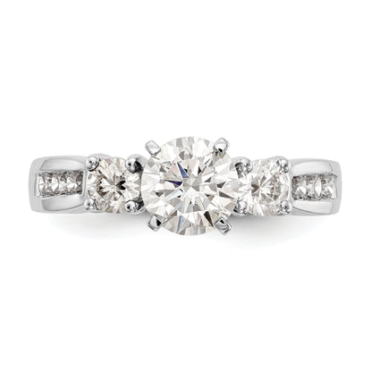 14K White Gold 3 Stone Simulated Diamond Engagement Ring