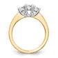 14K Two tone 3 Stone Simulated Diamond Engagement Ring