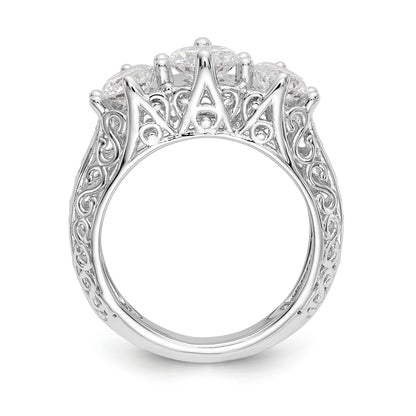 14K White Gold 3 Stone Simulated Diamond Engagement Ring