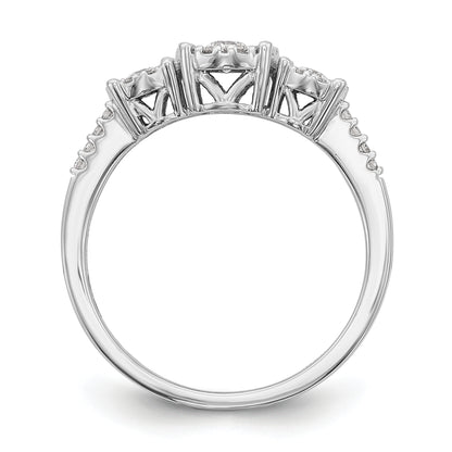 14K White Gold 3 Stone Diamond Engagement Ring