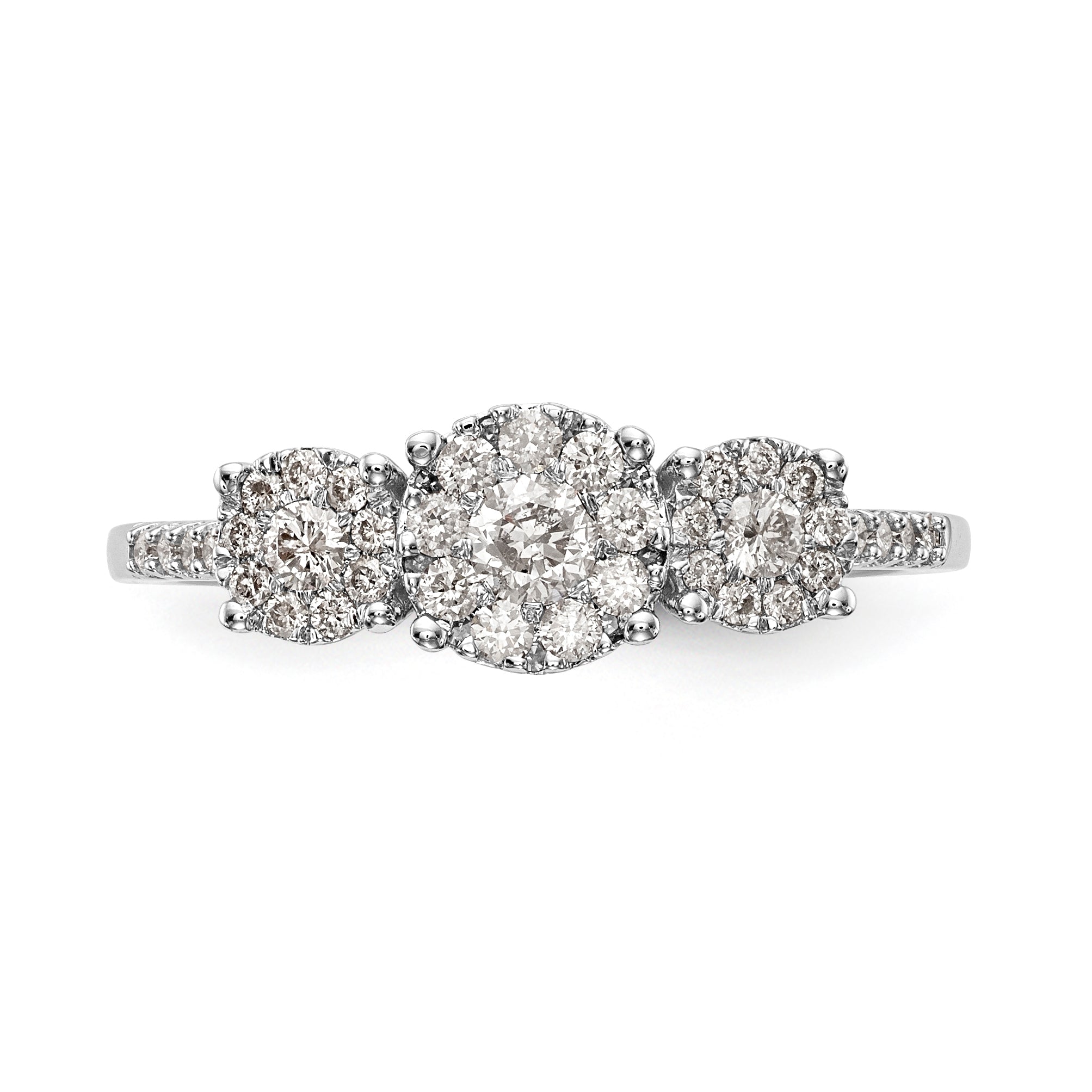 14K White Gold 3 Stone Diamond Engagement Ring