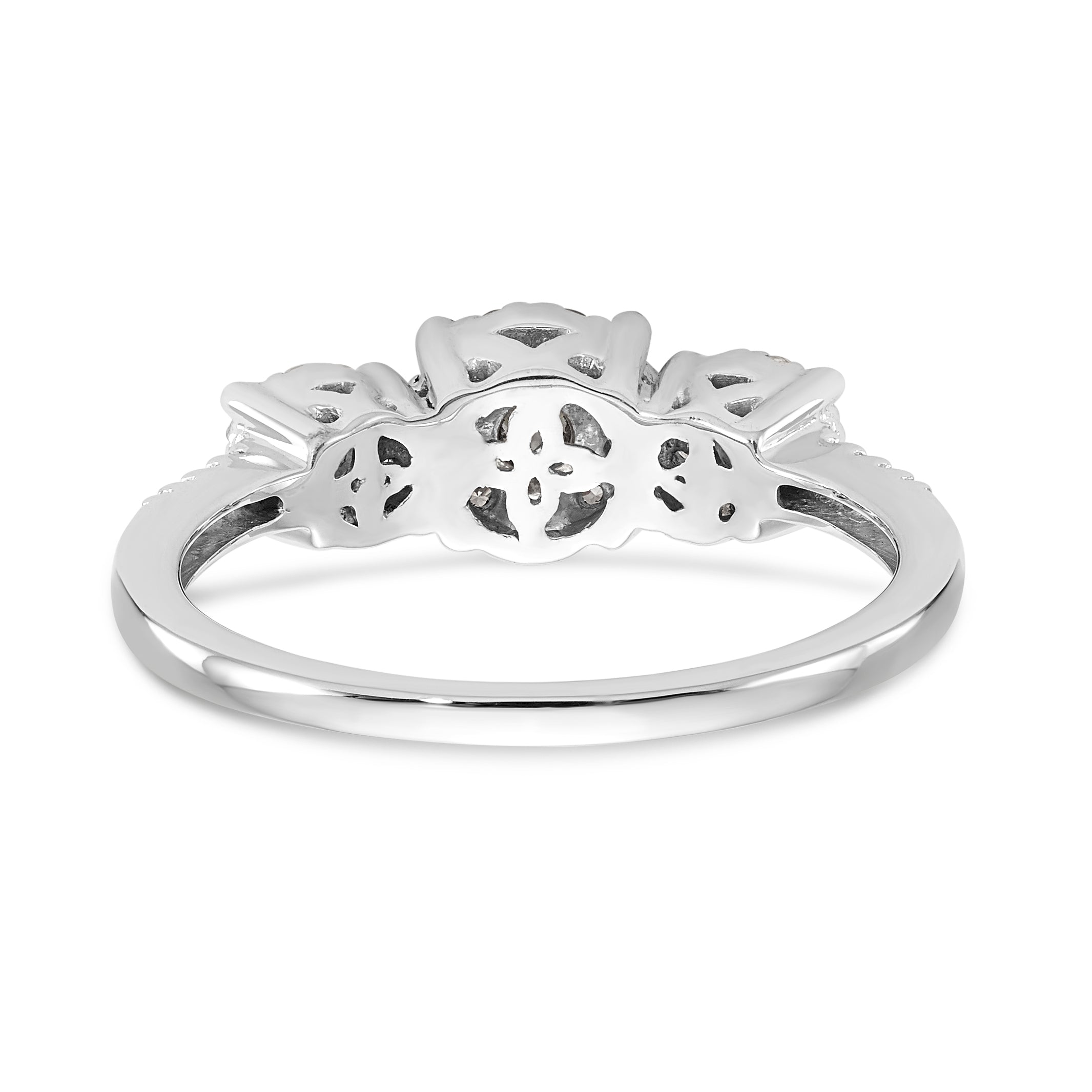 14K White Gold 3 Stone Diamond Engagement Ring