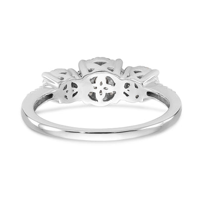 14K White Gold 3 Stone Diamond Engagement Ring