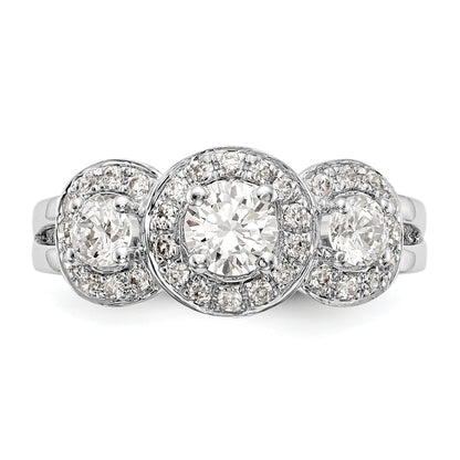 14K White Gold 3 Stone Simulated Diamond Engagement Ring
