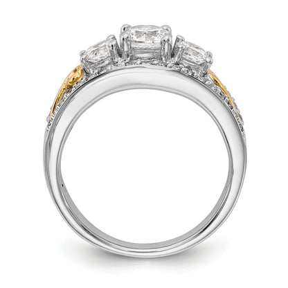 14K White Gold 3 Stone Simulated Diamond Engagement Ring