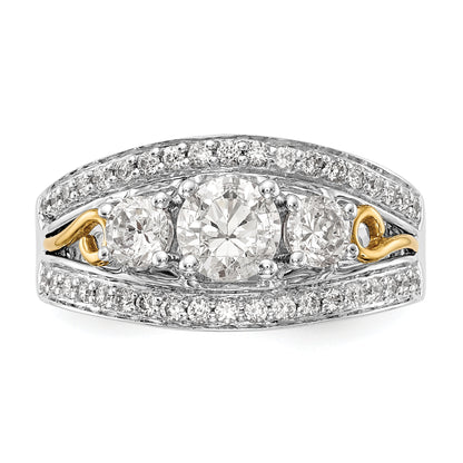 14K White Gold 3 Stone Simulated Diamond Engagement Ring