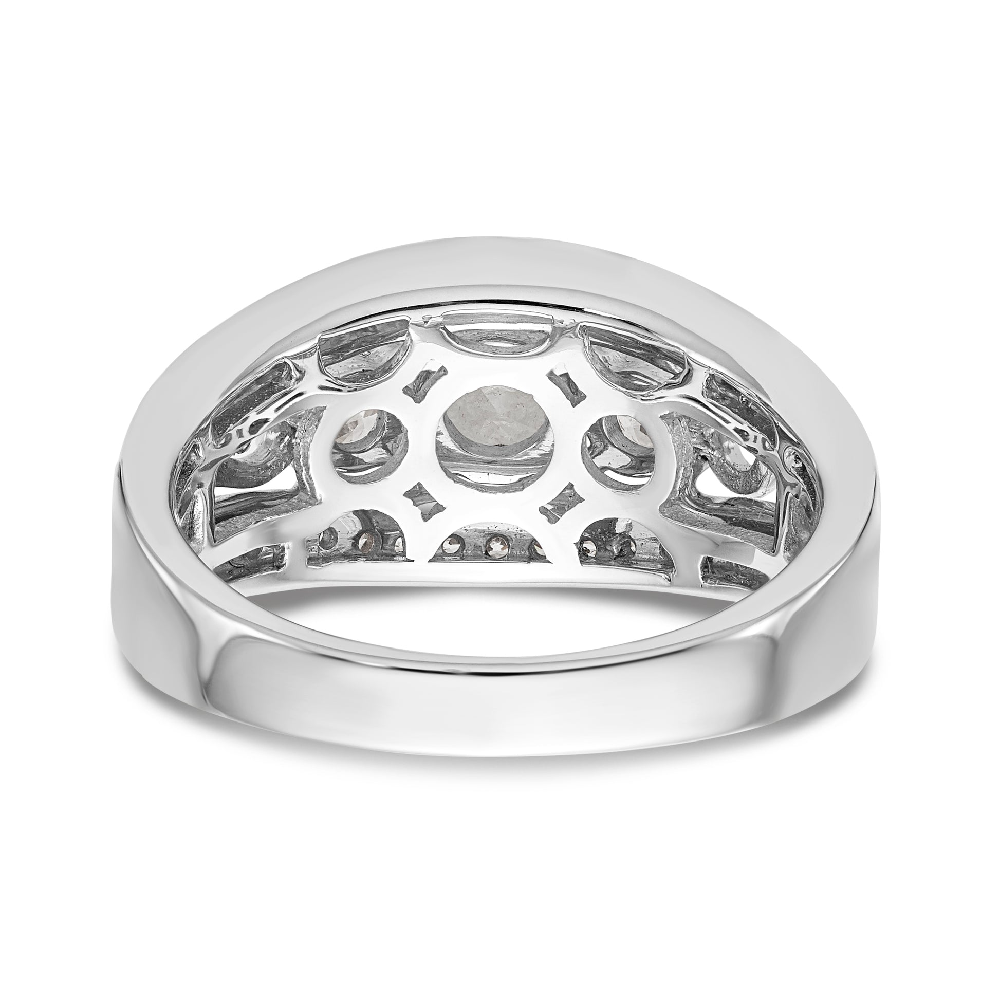 14K White Gold 3 Stone Simulated Diamond Engagement Ring