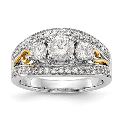 14K White Gold 3 Stone Simulated Diamond Engagement Ring