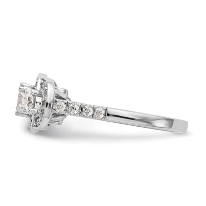 14K White Gold 3 Stone Simulated Diamond Engagement Ring