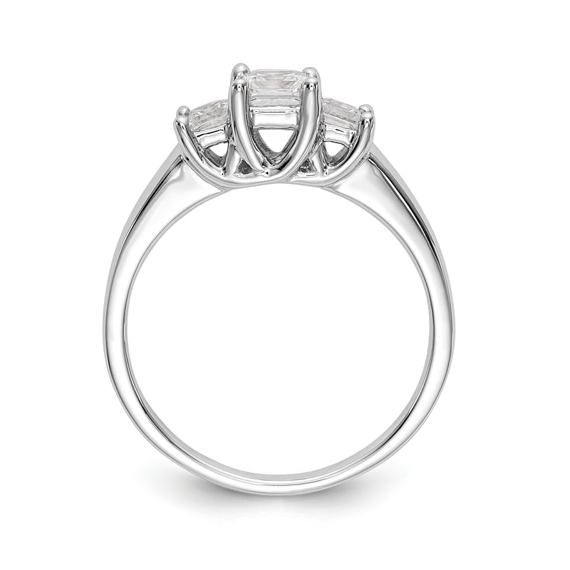 14K White Gold 3 Stone Simulated Diamond Engagement Ring