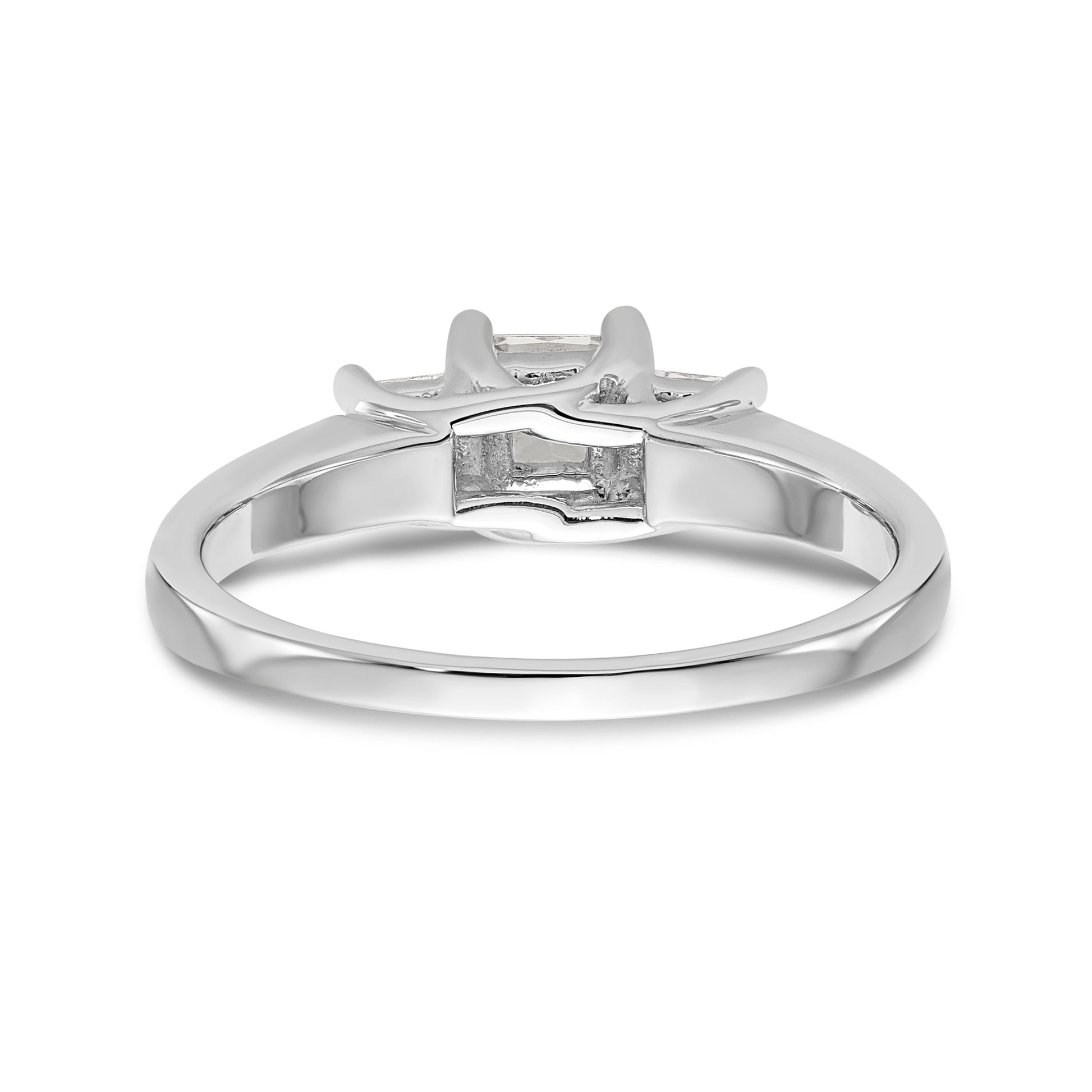 14K White Gold 3 Stone Simulated Diamond Engagement Ring