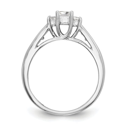 14K White Gold 3 Stone Simulated Diamond Engagement Ring