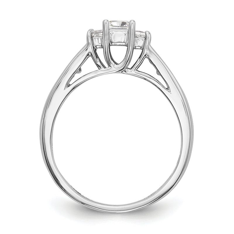 14K White Gold 3 Stone Simulated Diamond Engagement Ring