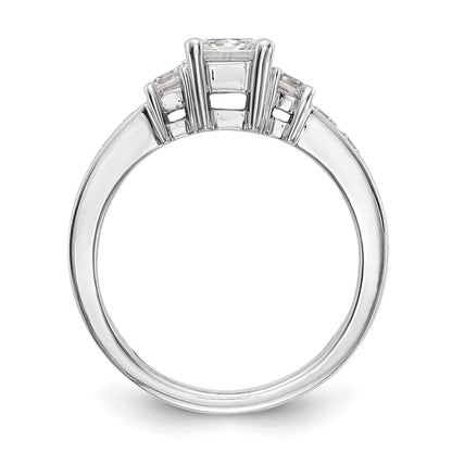 14K White Gold 3 Stone Simulated Diamond Engagement Ring