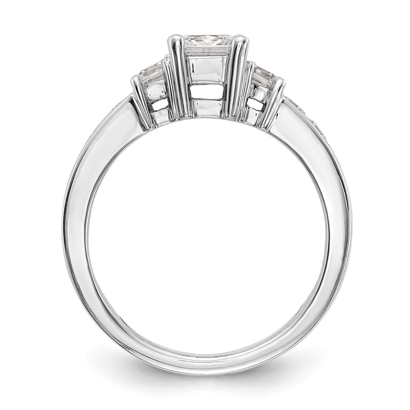 14K White Gold 3 Stone Simulated Diamond Engagement Ring