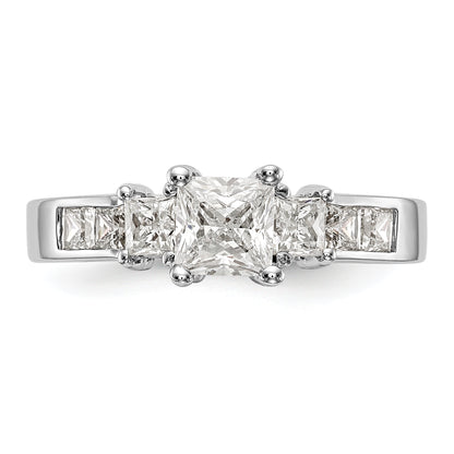 14K White Gold 3 Stone Simulated Diamond Engagement Ring