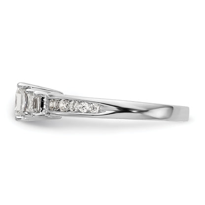 14K White Gold 3 Stone Simulated Diamond Engagement Ring