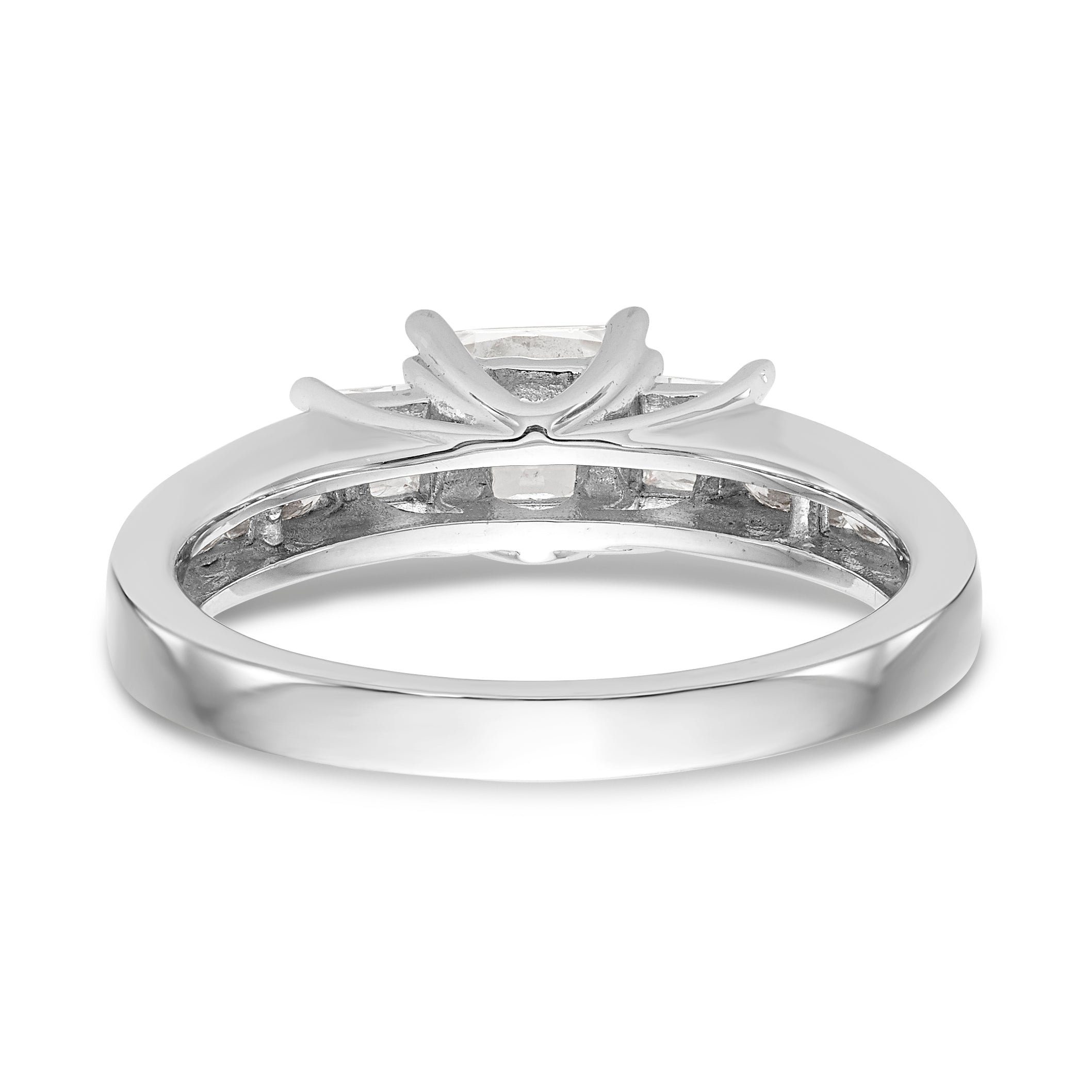 14K White Gold 3 Stone Simulated Diamond Engagement Ring