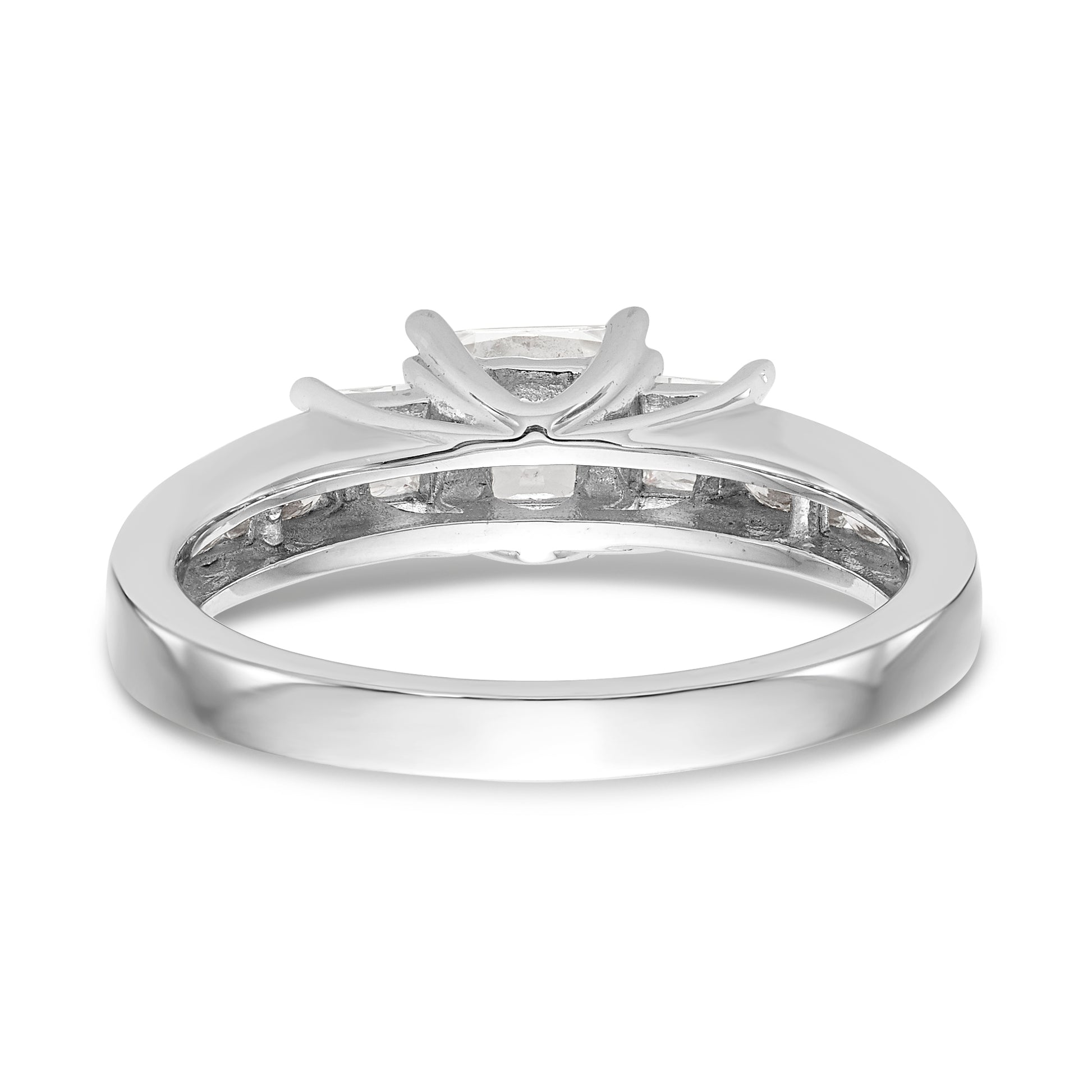 14K White Gold 3 Stone Simulated Diamond Engagement Ring