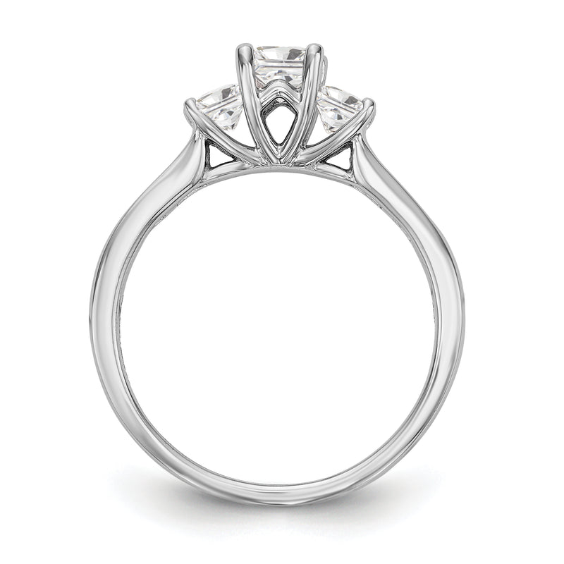14K White Gold 3 Stone Simulated Diamond Engagement Ring
