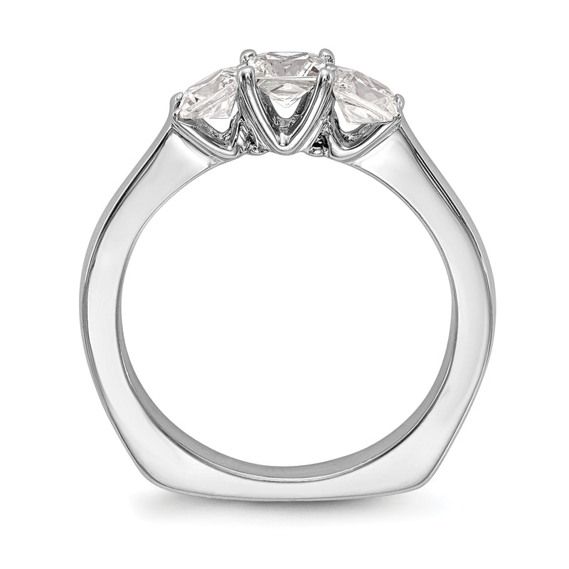 14K White Gold 3 Stone Simulated Diamond Engagement Ring