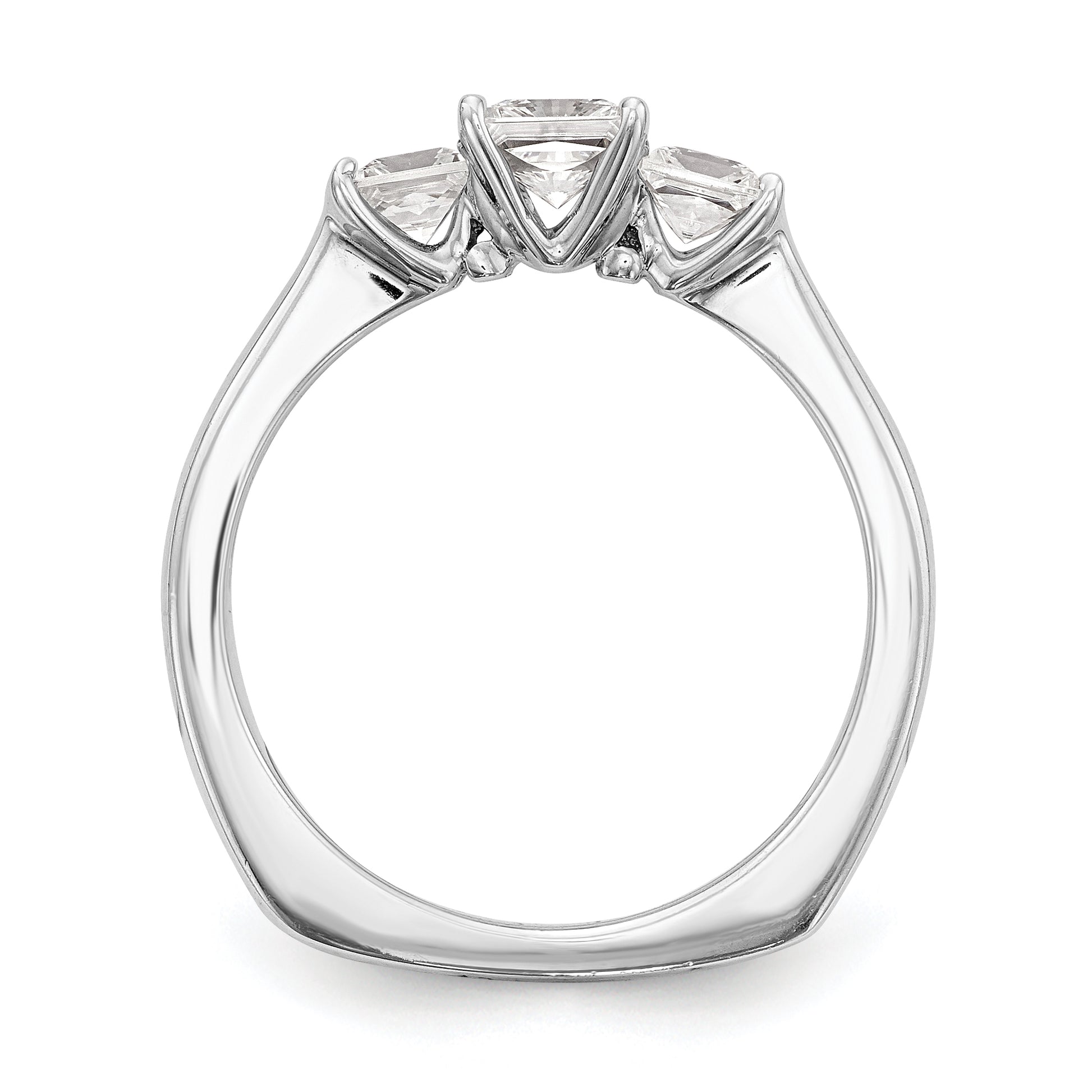 14K White Gold 3 Stone Simulated Diamond Engagement Ring