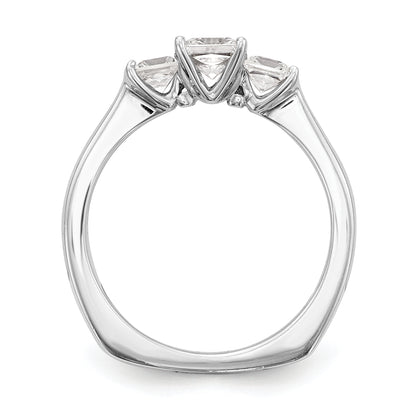 14K White Gold 3 Stone Simulated Diamond Engagement Ring