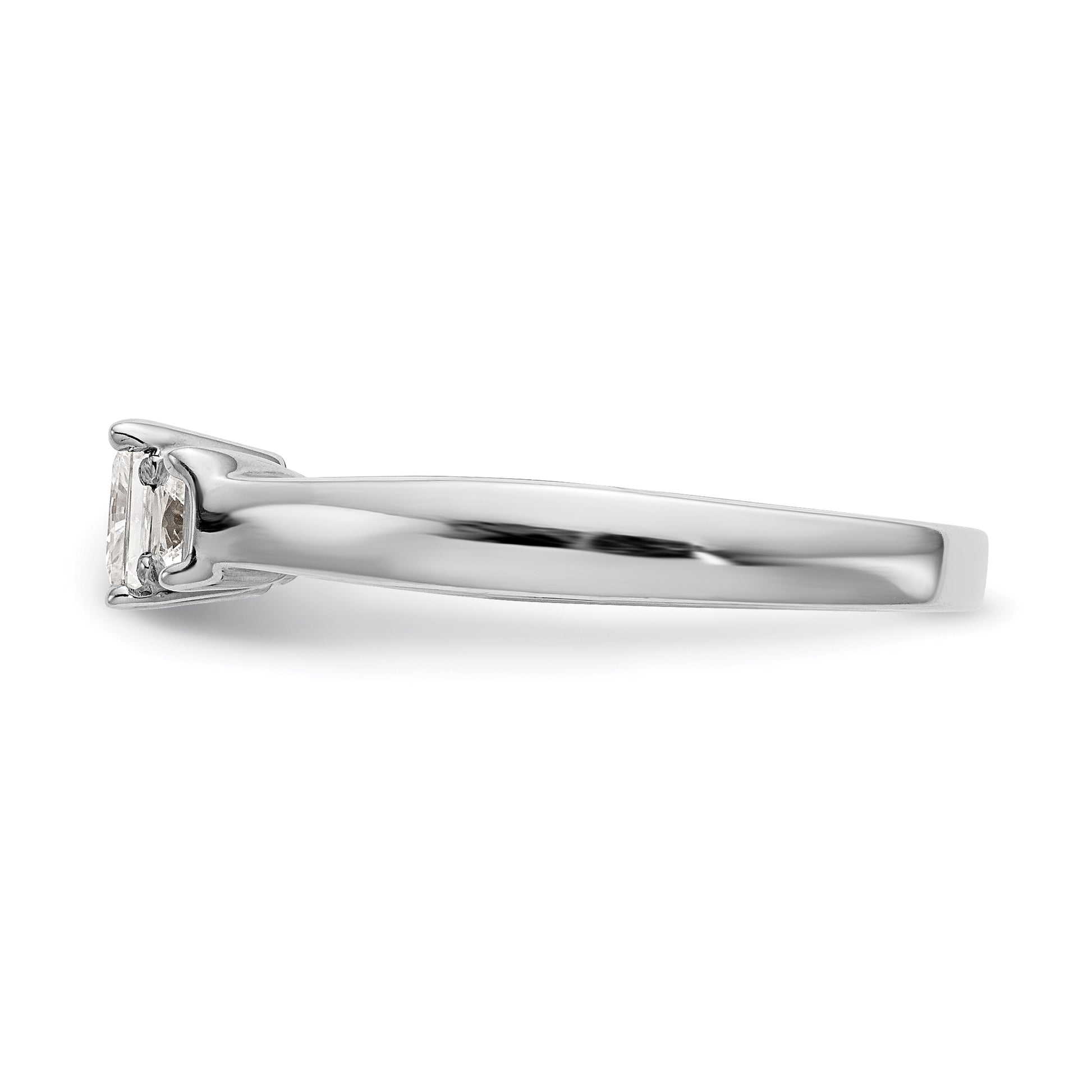 14K White Gold 3 Stone Simulated Diamond Engagement Ring