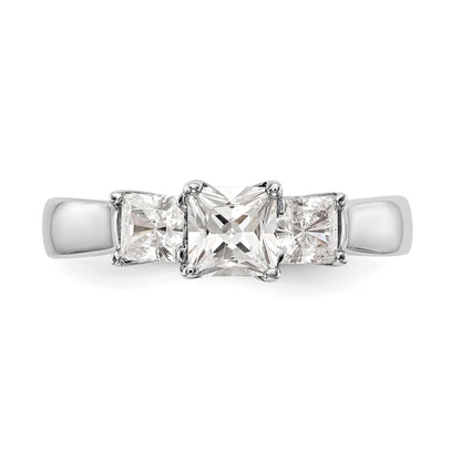 14K White Gold 3 Stone Simulated Diamond Engagement Ring